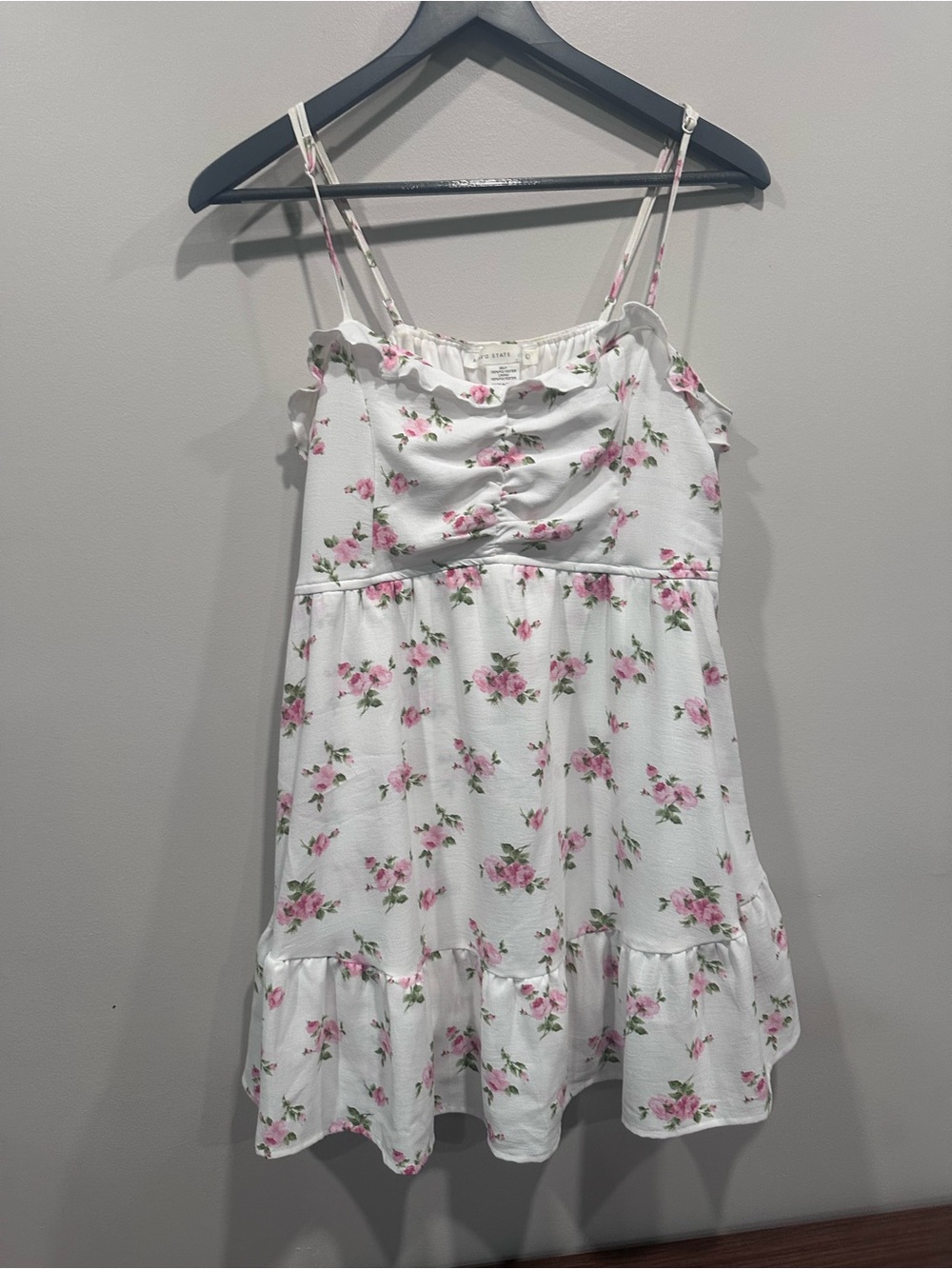 Altar'd State White Sundress with Pink Rose Print